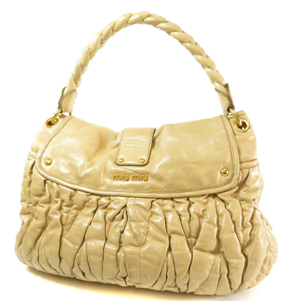 Miu Miu bag embossed leather shoulder Black